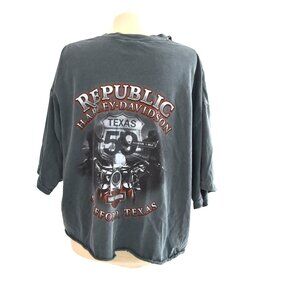Harley Davidson Distressed CROPPED T-Shirt XXL Biker Graphic Vintage Grunge